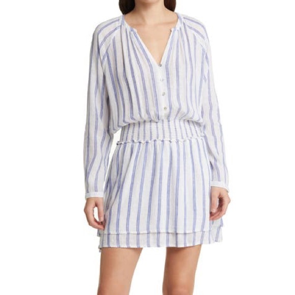 Rails Blue and White Striped Mini Dress - Picture 1 of 8